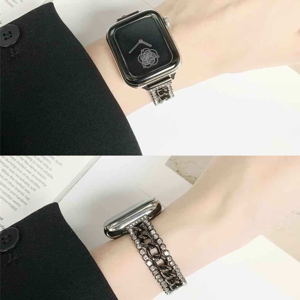 Luxury Diamond Band for Apple Watch Series Ultra 9 8 7 41 45mm Stainless Steel  Bracelet for IWatch 4 5 6 40 44mm 38 42mm Strap