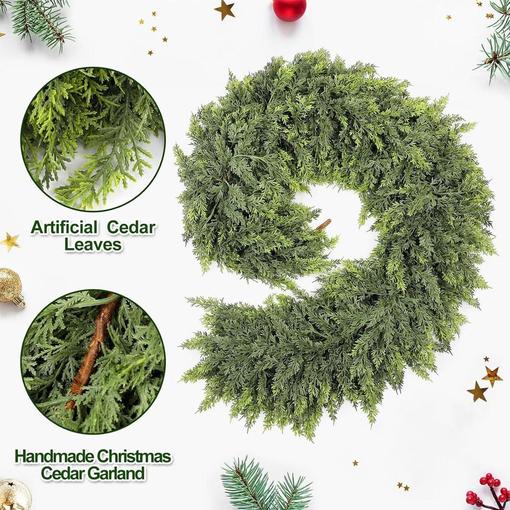 1pcs Christmas Cedar Garland Winter Pine Garland for Mantle Holiday Atmosphere Props Party Supplies for Front Door Living Decor