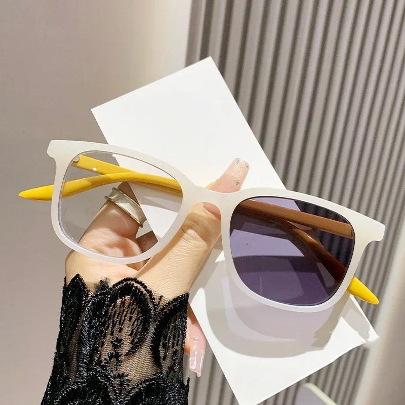 Trendy Summer Myopia Sunglasses Color Changing Retro Vintage Photochromic Glasses Outdoor Square Uv Protection Sun Eyewear