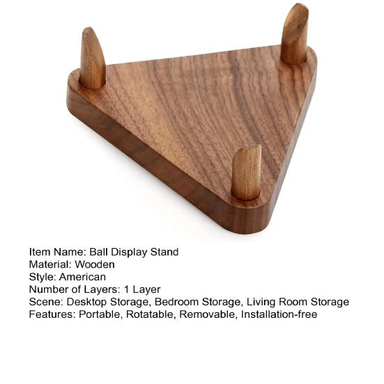 Wooden Ball Display Stand for Basketball Football Soccer Triangle Sports Ball Holder Rack for Memorabilia Autographed Balls
