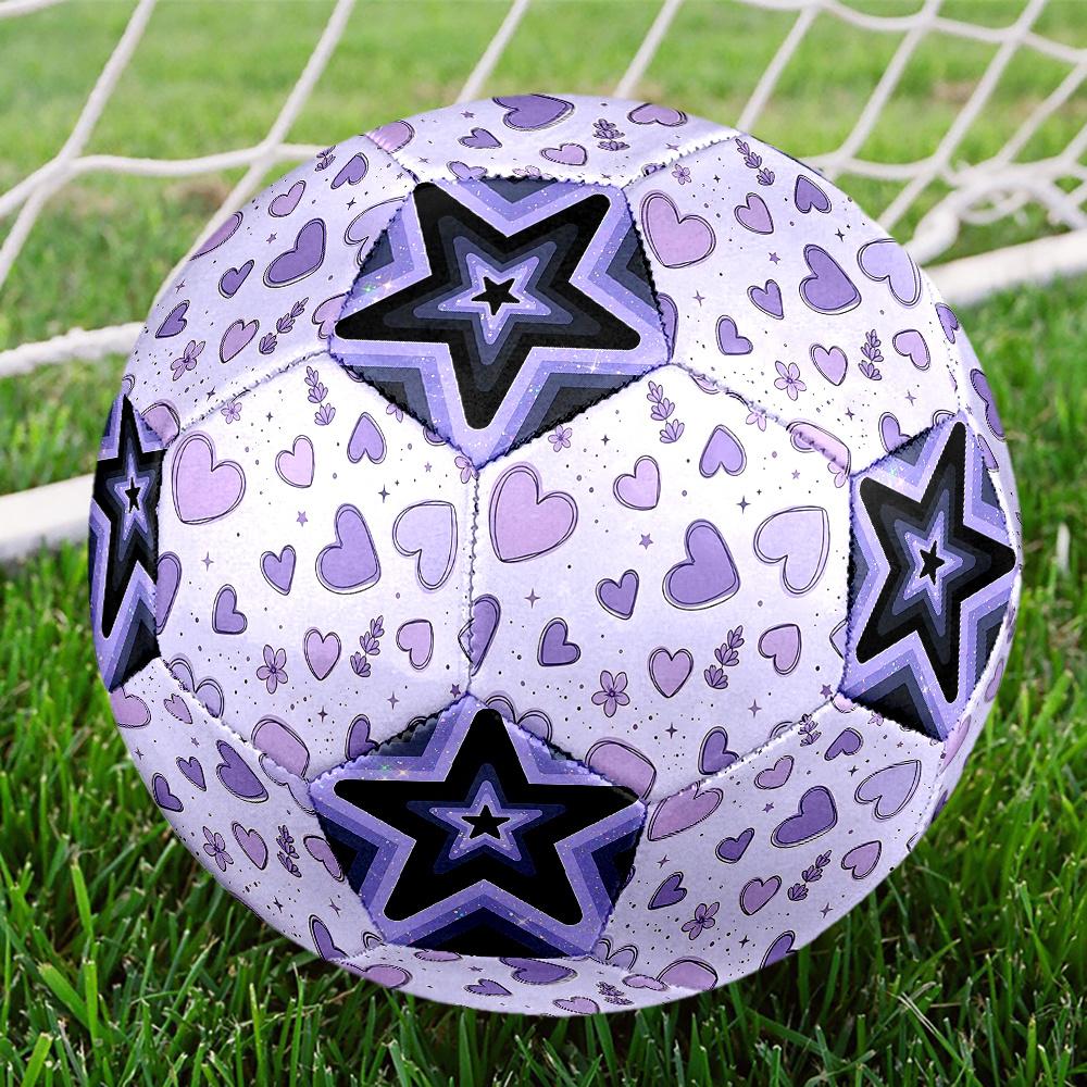 1PC Purple Heart Starry Kaleidoscope Soccer Ball Size 5 Football Machine Sewn Indoor/Outdoor Universal Football A91 Size 5