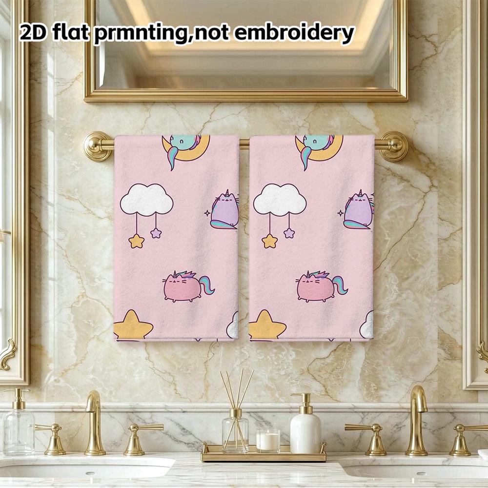 Unicorn Cat Pattern Bath Towel, Cute Absorbent Daily Use Towel