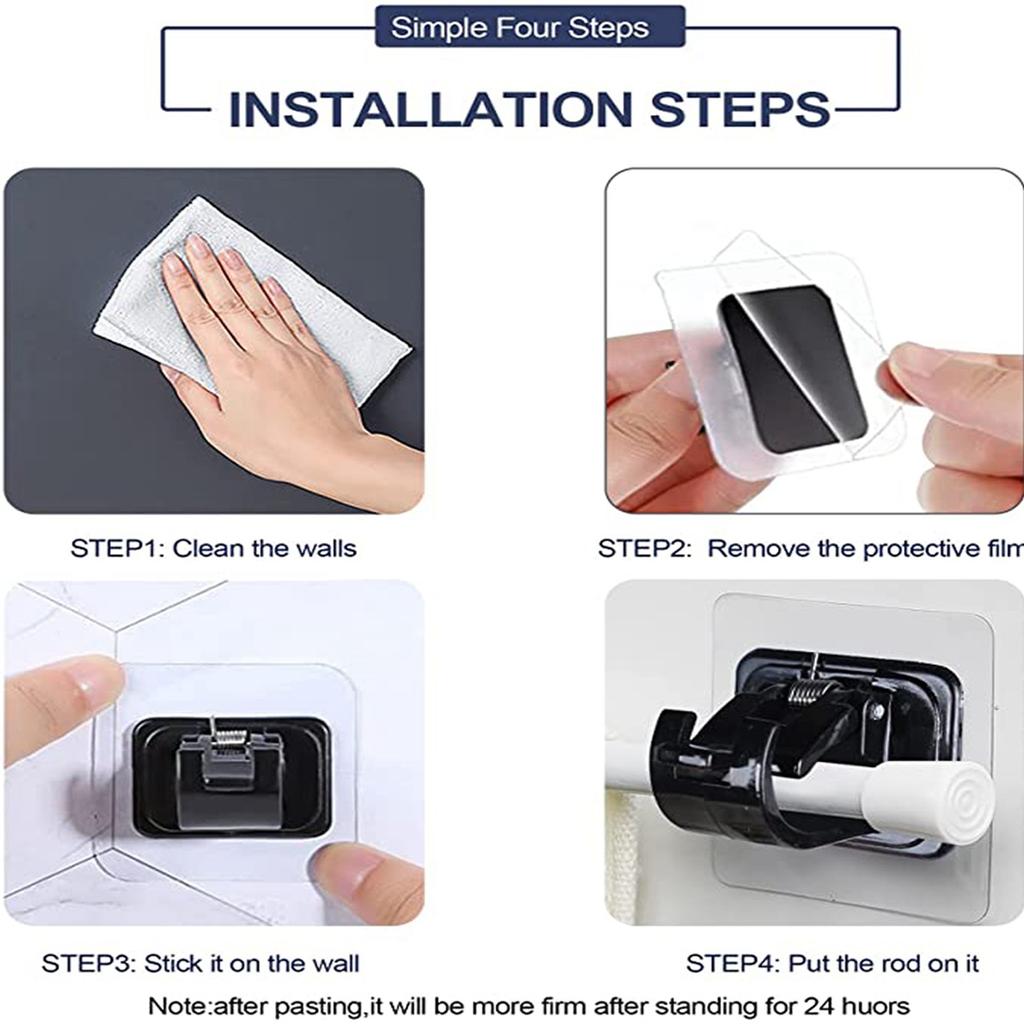 10-piece Punching  Adjustable Curtain Rod Bracket Hook Cup Hook