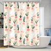 Pink Floral Bath Curtain With White Ducks Waterproof Bathroom Decor For Girls' Home Accessories