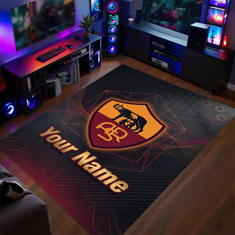 Crystal Velvet Rug AS Roma Print Custom Name Text Floor Mat Home Decor