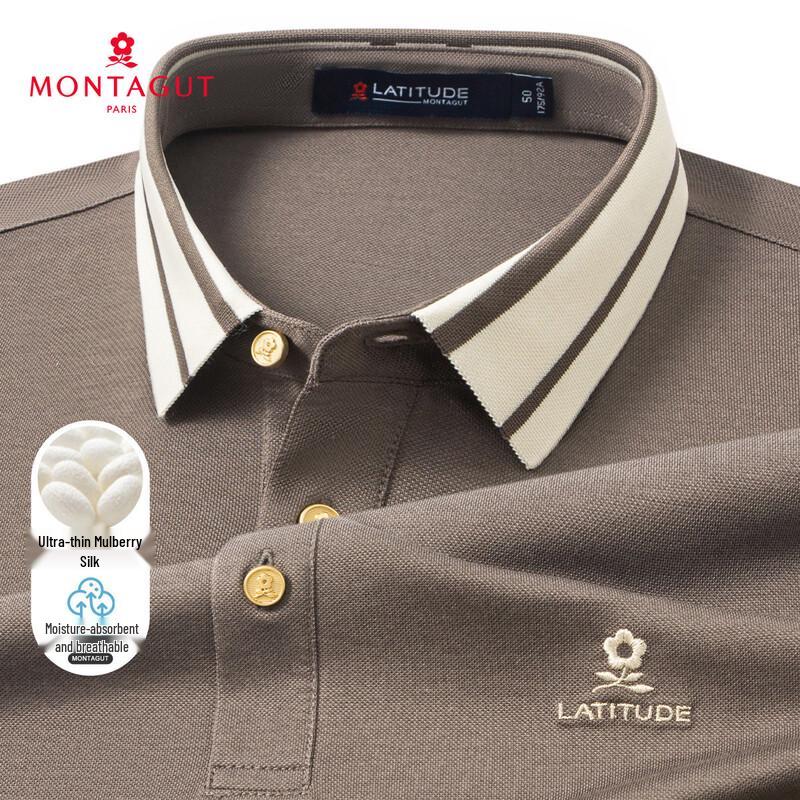 MONTAGUT Men s Silk Blend Color-Block Polo Shirt 54