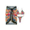 2025 European & American Tie-Dye Bikini Swimwear Set: Sexy Mesh Skirt, Three-Piece Swimsuit for Women