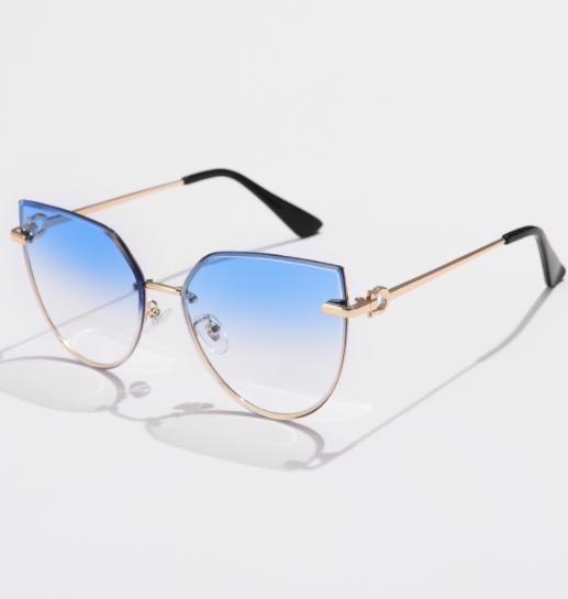 High-Quality Fashion Ladies Cat Eye Rimless Sunglasses Women  Vintage Gradient Sun Glasses For Female Outdoor Sunscreen Eyeglasses
