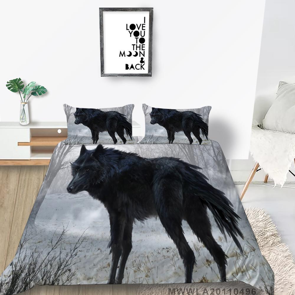 Home Bed Set with Bedding Pillow 2/3 Pcs Duvet Covers Highend 3D Wolf Printed Bedding Suit Home Textiles