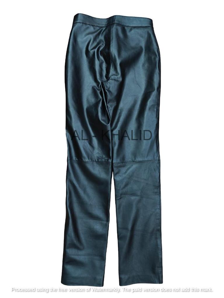 Pantaloni Uomo di Qualità Indossare Eleganti Neri Cargo Vera Pelle di Agnello Pista Alti