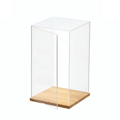 Transparent Acrylic Acrylic Display Case No-glue Assembly Stackable Design Model Display Case Wooden Bottom Dustproof Cover