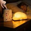 Wooden Bedside Lamp Portable LED Book Light, Magnetic Foldable Night with Stepless Dimming, Refrigerator Magnet Light USB Rechargeable