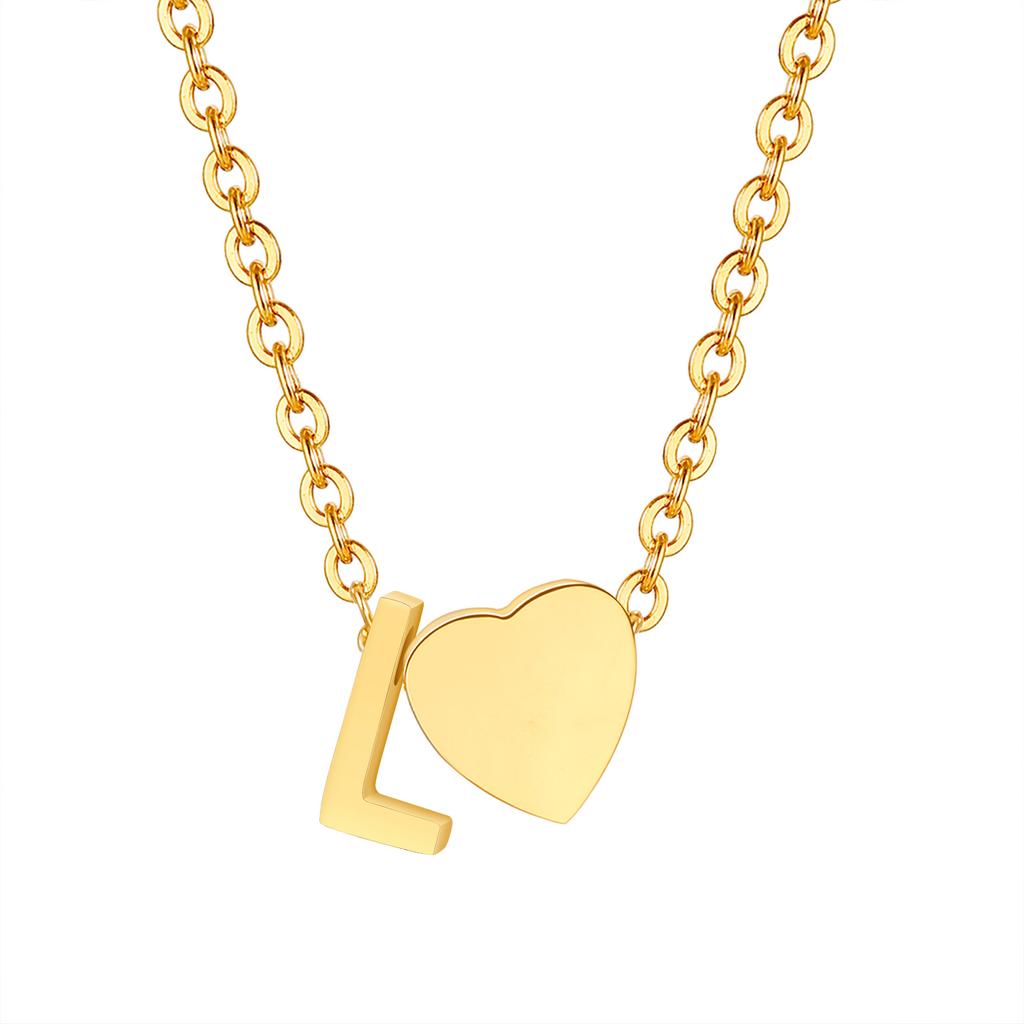 Initial Heart Necklace for Women,18K Gold Plated Stainless Steel Tiny Heart Letter Necklace, Personalized Name Jewelry