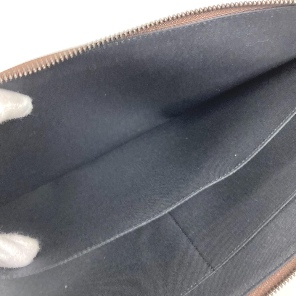 BVLGARI L-shaped zipper logo Clutch bag Leather Brown/Black