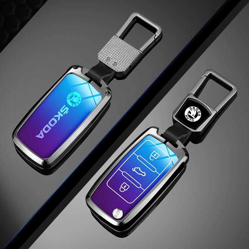 XOWS7 Zinc Alloy Car Flip Remote Key Case Full Cover Holder Shell Bag for Skoda Yeti Superb Rapid Octavia Keychain Accessories