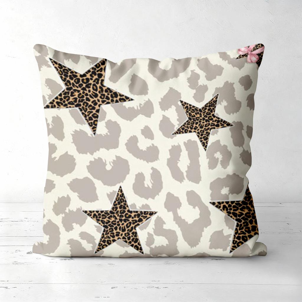 Leopard Print Star Pattern Decorative Throw Pillows Polyester pillowcase, sofa decorative cushion cov Headboard Pillow