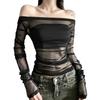European and American style autumn new women's clothing solid color slim street fashion one-word collar backless long-sleeved T-shirt