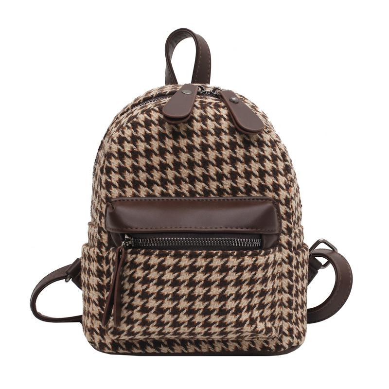 

Small bag women s autumn and winter new fashion high-end fashion texture niche backpack mini plaid backpack темно-коричневого