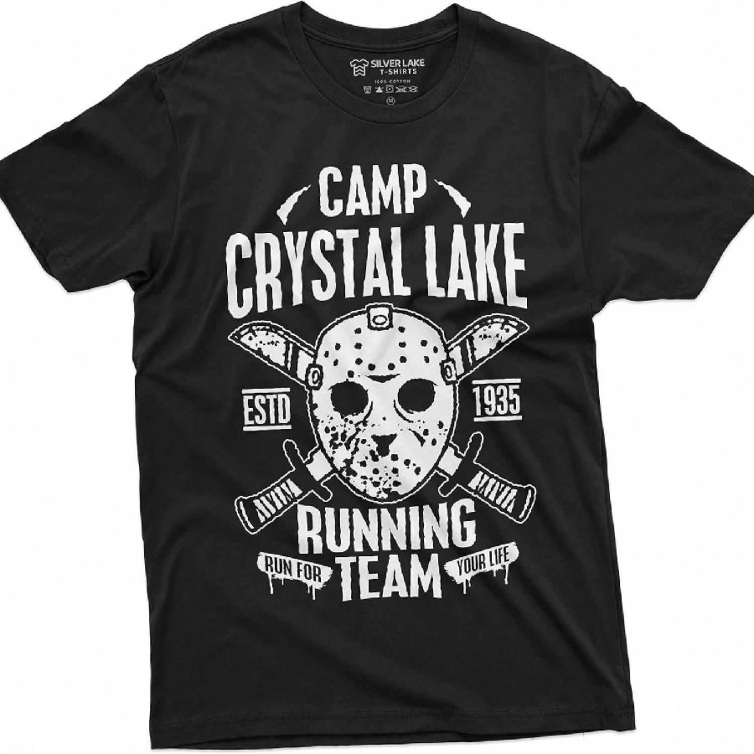 Футболка мужская для беговой команды Crystal Lake, футболка с маской Джейсона из фильма ужасов, классическая футболка S
