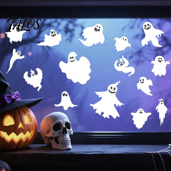 Removable Glass Decals Halloween Ghost Window Clings, Static Stickers, Waterproof Easy Application Stickers Decals, Spooky Home Decor for Indoor