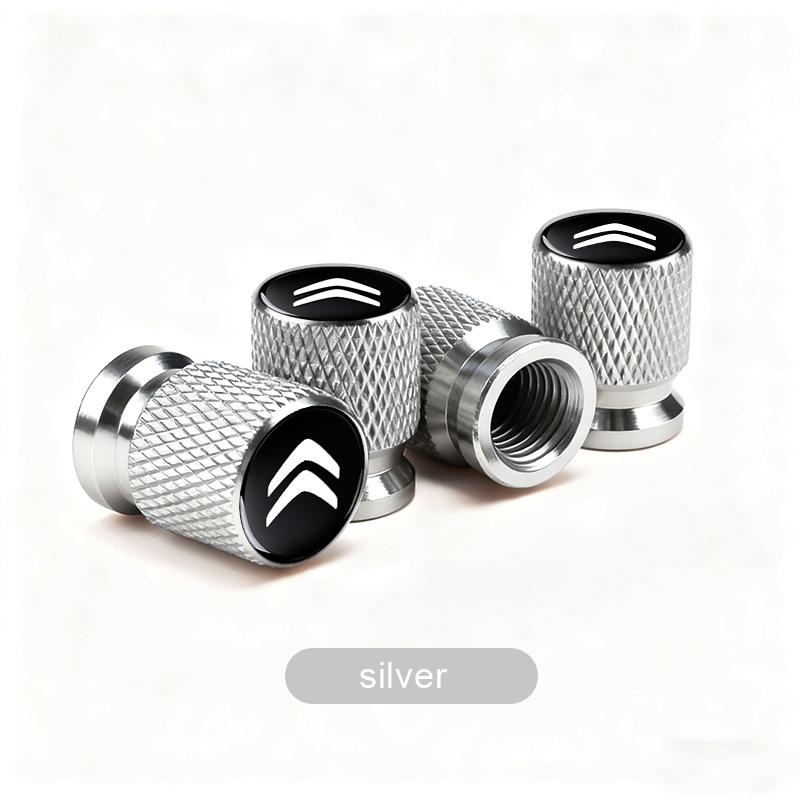 4 Stück Autoreifenventilkappen, gerändeltes Design, Aluminium-Luftventilkappen für Citroen C2 C3 C4 DS5 DS7 Xsara Berlingo Saxo Picasso