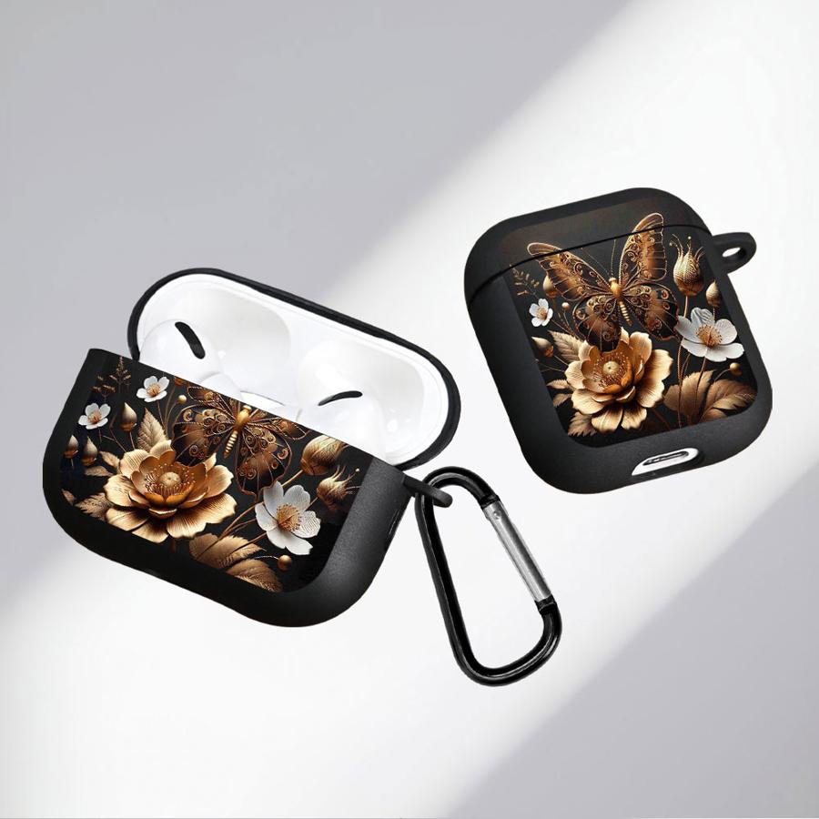 Golden Butterfly Flowers Soft Earphone Cases Cover Case For Airpods Pro3 Pro2 2 3 1 4 Pro
