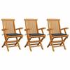 VidaXL Set of 3 Garden Chairs with Cushions, Patio Seats, Dining Chairs, Outdoor Patio Furniture, 3062514
