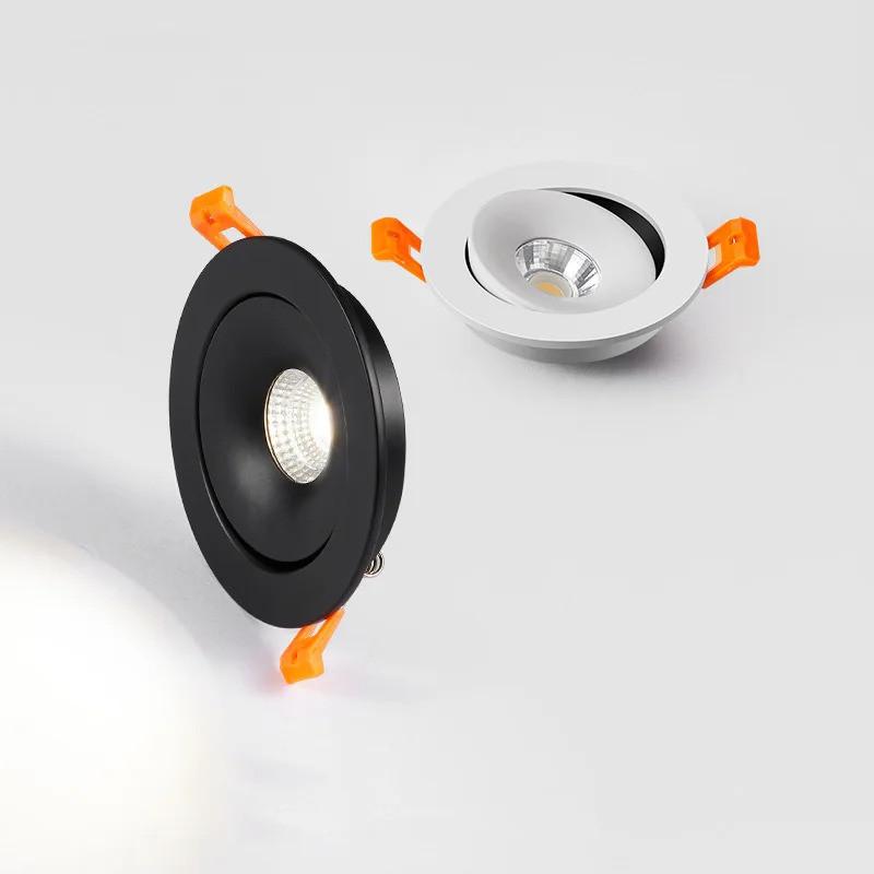 Round 360 Angle Rotate Dimmable LED COB Recessed Downlight Household Foyer LED Ceiling Spot Light