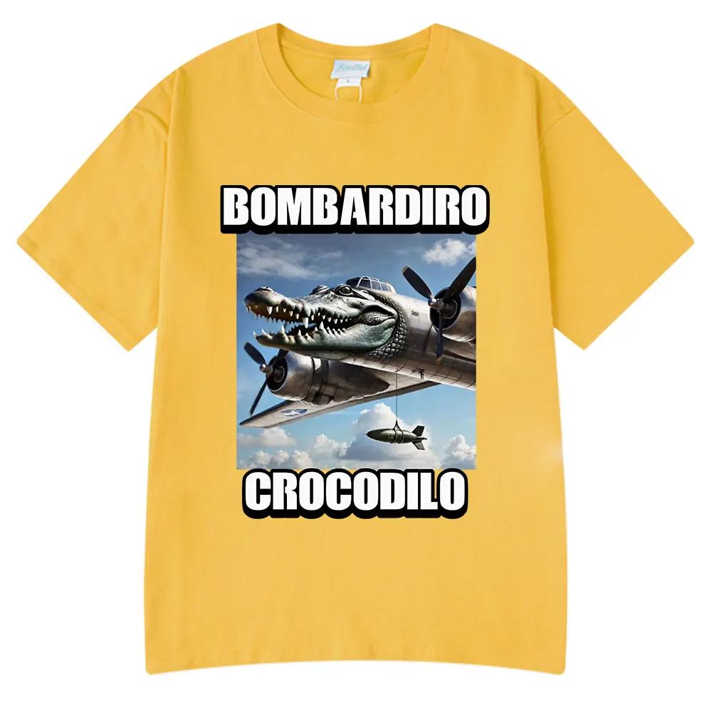 Bombardiro Krokodil Krokodil Flugzeug Bomber Lustiges Meme T-Shirt Herren Damen Sommer Lässig Baumwolle Komfort Kurzarm T-Shirts Tops