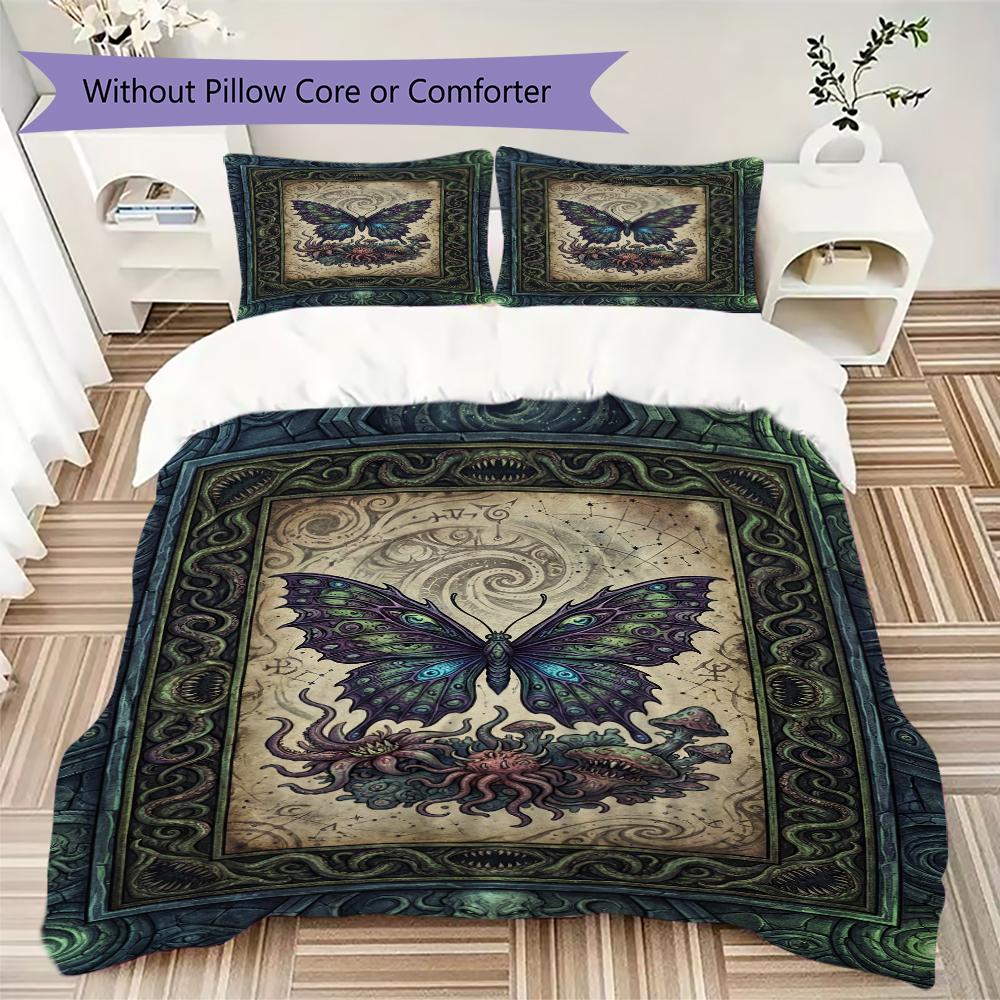 Butterfly Decoration Pattern Bedding Uilt Set Uilt Cover Pillowcase Home Decoration Birthday Gift (1 * Duvet Cover + 2 * Pillowcase Without Core)40