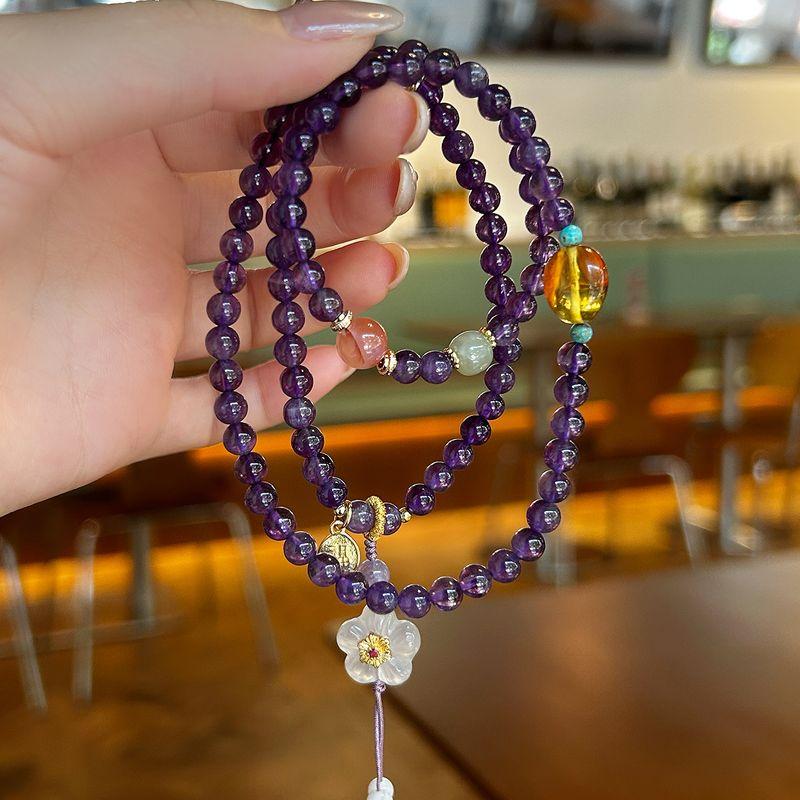 

Natural Amethyst Multi-Circle Bracelet Women s Design Bring In Wealth and Treasure Landing Exquisite Bracelet Twin Ornament Girlfriend Gifts 6mm Amethyst
