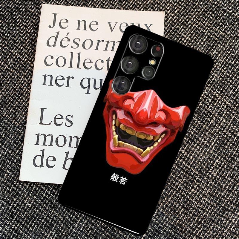 Japanese Oni Hannya Demon Mask Case For Samsung Galaxy S24 S25 Ultra S20 S21 S22 S23 Ultra S9 S10 Plus S25 FE Back Cover