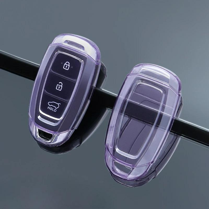 Soft Tpu Car Key Cover Transparent Case For Hyundai Elantra Grandeur Accent Solaris Sonata Palisade Kona Creta I20 I30 Ix35 Ix25