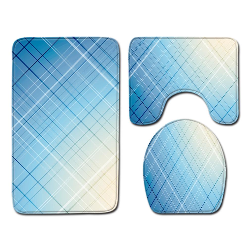 Colorful Gradual Change Toilet Floor Mat Three-Piece Bathroom 3-Piece Carpet Door Mat