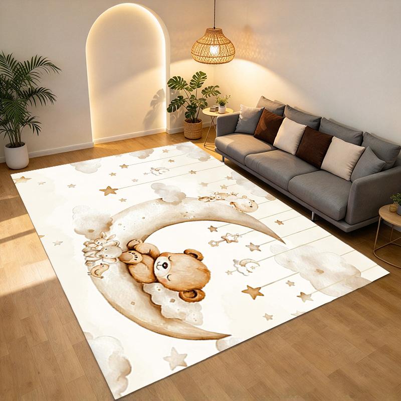 Moon Bear Living Room Nonslip Area Rug Soft Carpet For Bedroom Game Playroom Sofa Office Home Decor Doormat Christmas Gift C929452