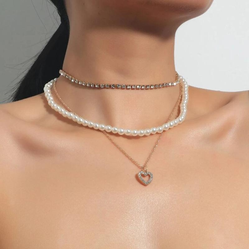 Multilevel Elegant Pearl Pendant Jewelry For Women Wedding Beads Pearl Chain Choker Necklaces N0278