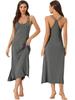 Cheibear Pajama Babydoll Midi Size M Women's Dress, Lingerie, Loungewear, Slip, Camisole, Nightgown, Gray,