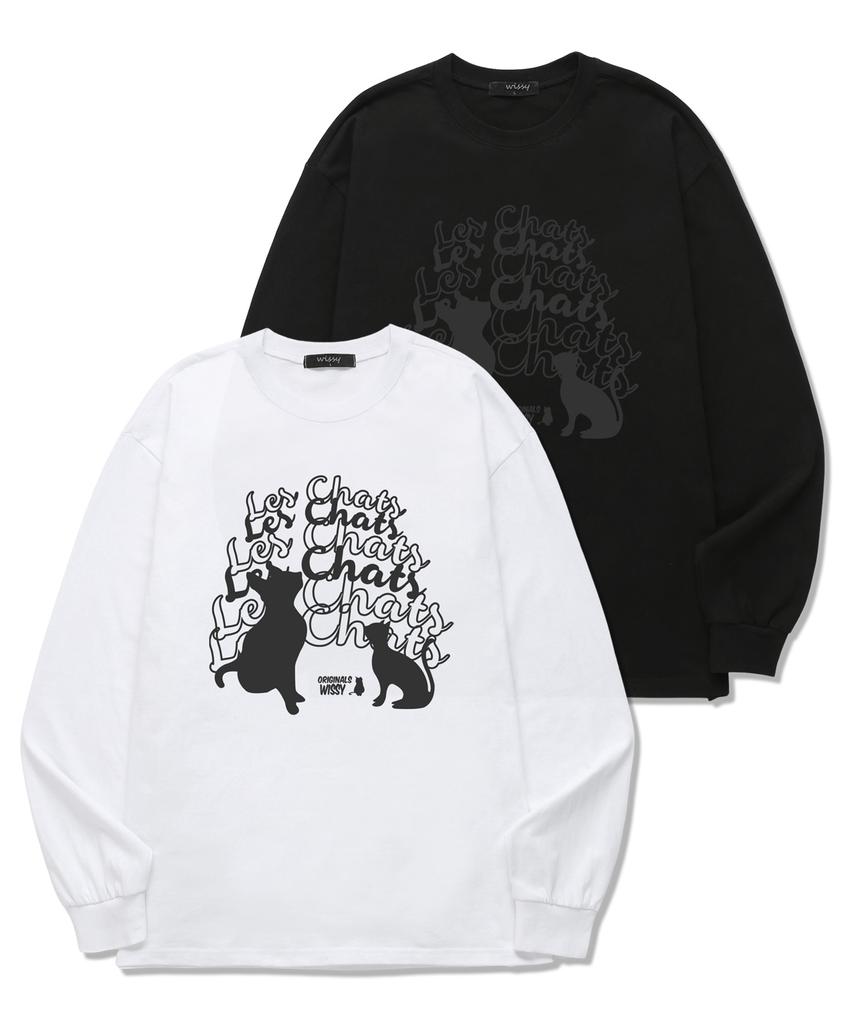 Wissi Cat Chatting Long Sleeve T-Shirt (Wls012) White