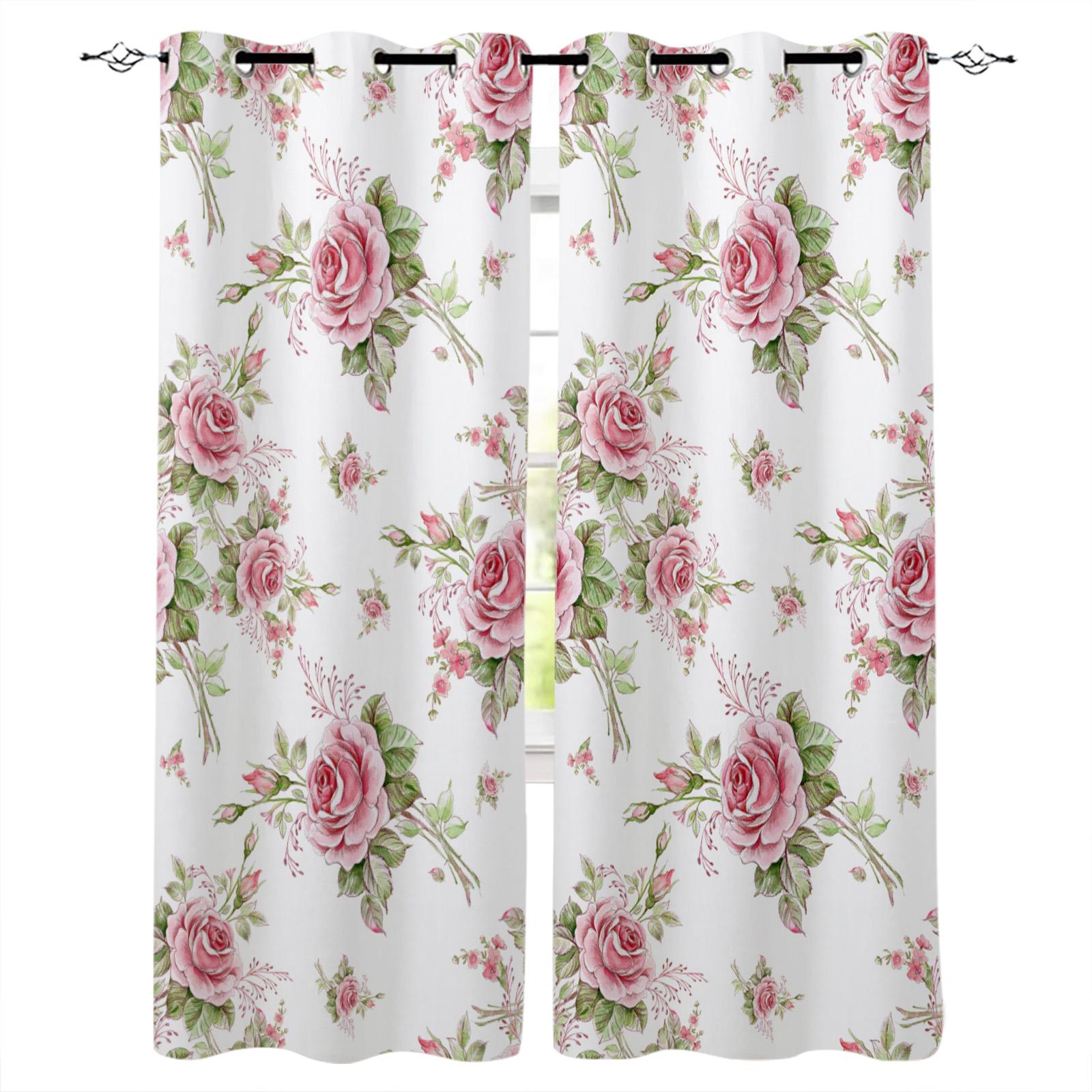 Розовая Роза Романтические Оконные Шторы Кухонные Шторы Панель Домашний Декор Шторы — фото 18