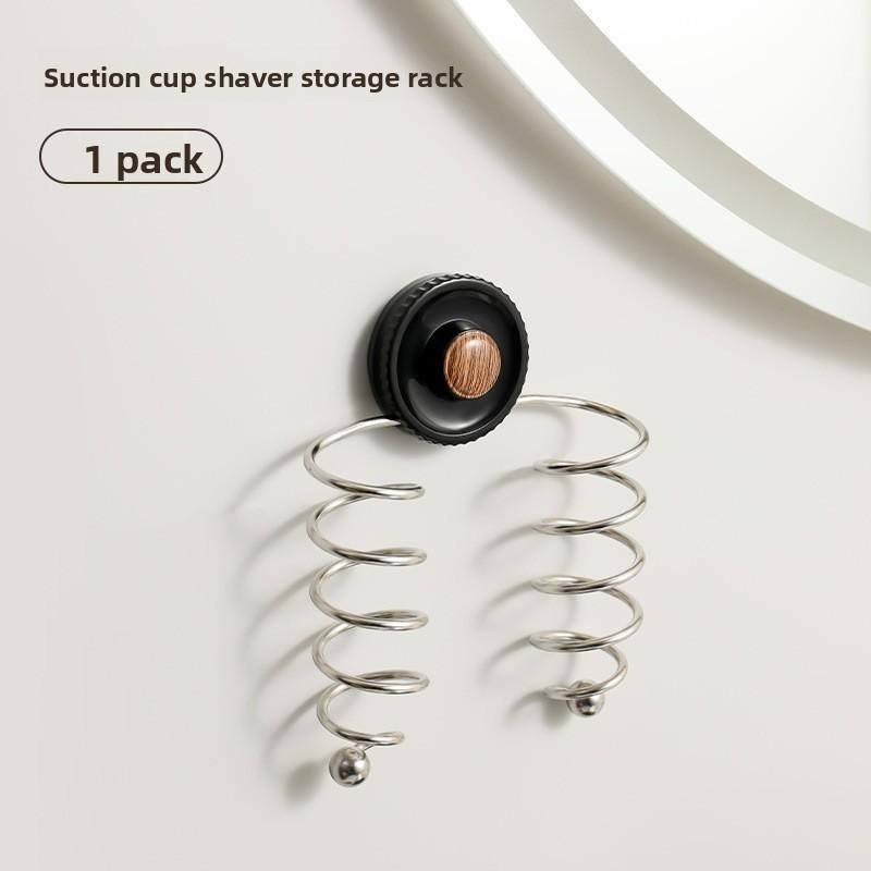 Stainless Steel Bathroom Storage Rack With Rotating Suction Cup For Shaving Razors And Toiletries