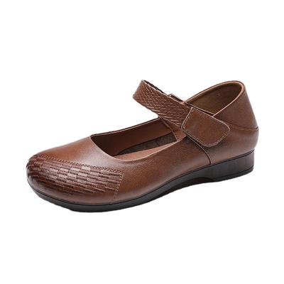 Moda Primavera Nuove Scarpe Piatte da Mamma Vera Pelle Casual Scarpe da Donna Pelle di Mucca Bocca Bassa Scarpe Singole da Donna
