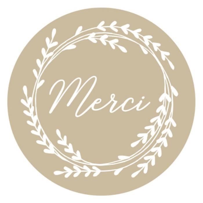 Stickers kraft Merci ARTEMIO - Lot de 60 autocollants ronds Ø 3,5 cm