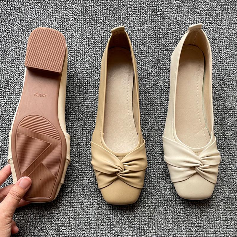Mode Neue Mode Ballerinas Schuhe Damen Ballerinas Eckige Zehenpartie Weiß Beige Rutschfeste Ballerinas Lässig Basic Flacher Absatz