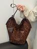 2025 Early Autumn Large-Capacity Leopard Print Retro Shoulder Tote Bag