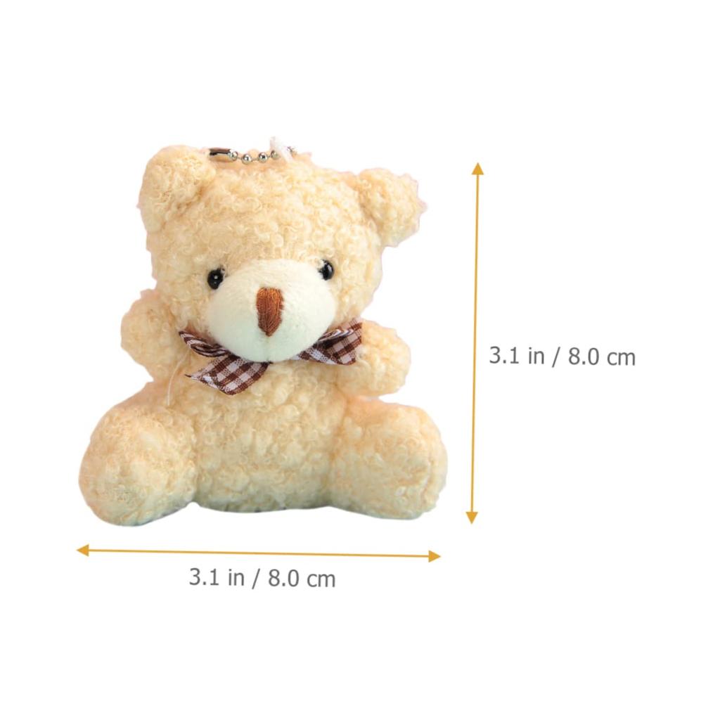 STOBOK Set Bear Cute Plush Bag Mini Animal Hanging Small Accessories 12-Piece Keychains, Charms, 3.1-inch Pendants, Decorations,