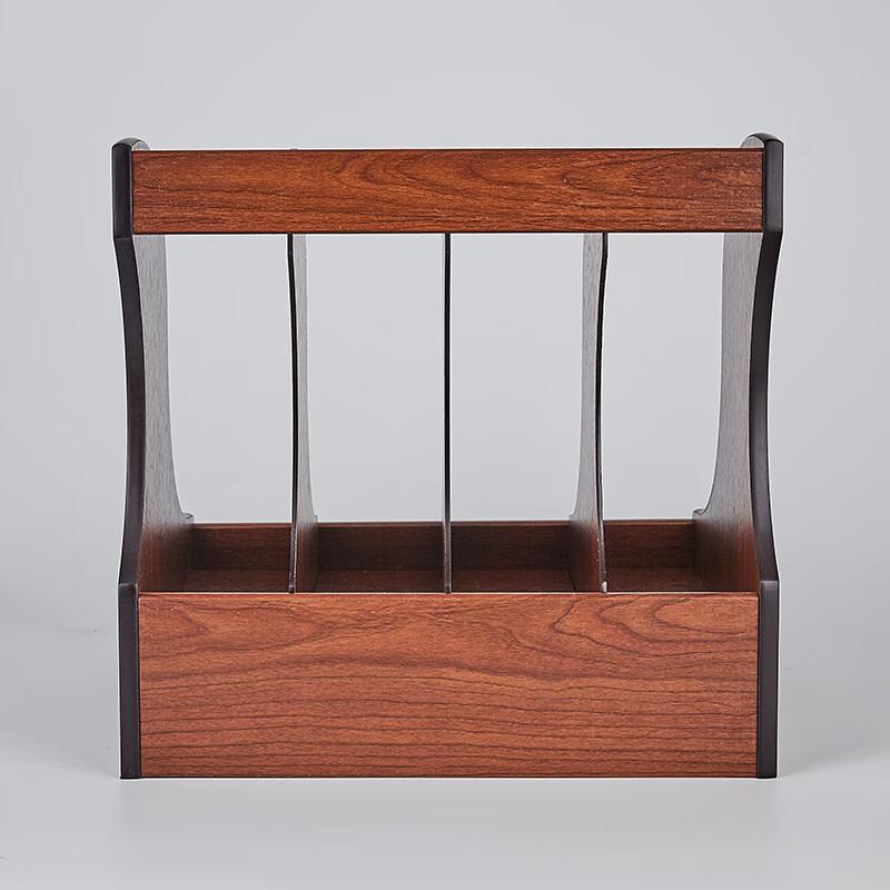 Jing Yu Wooden 4-Compartment Desktop File Organizer