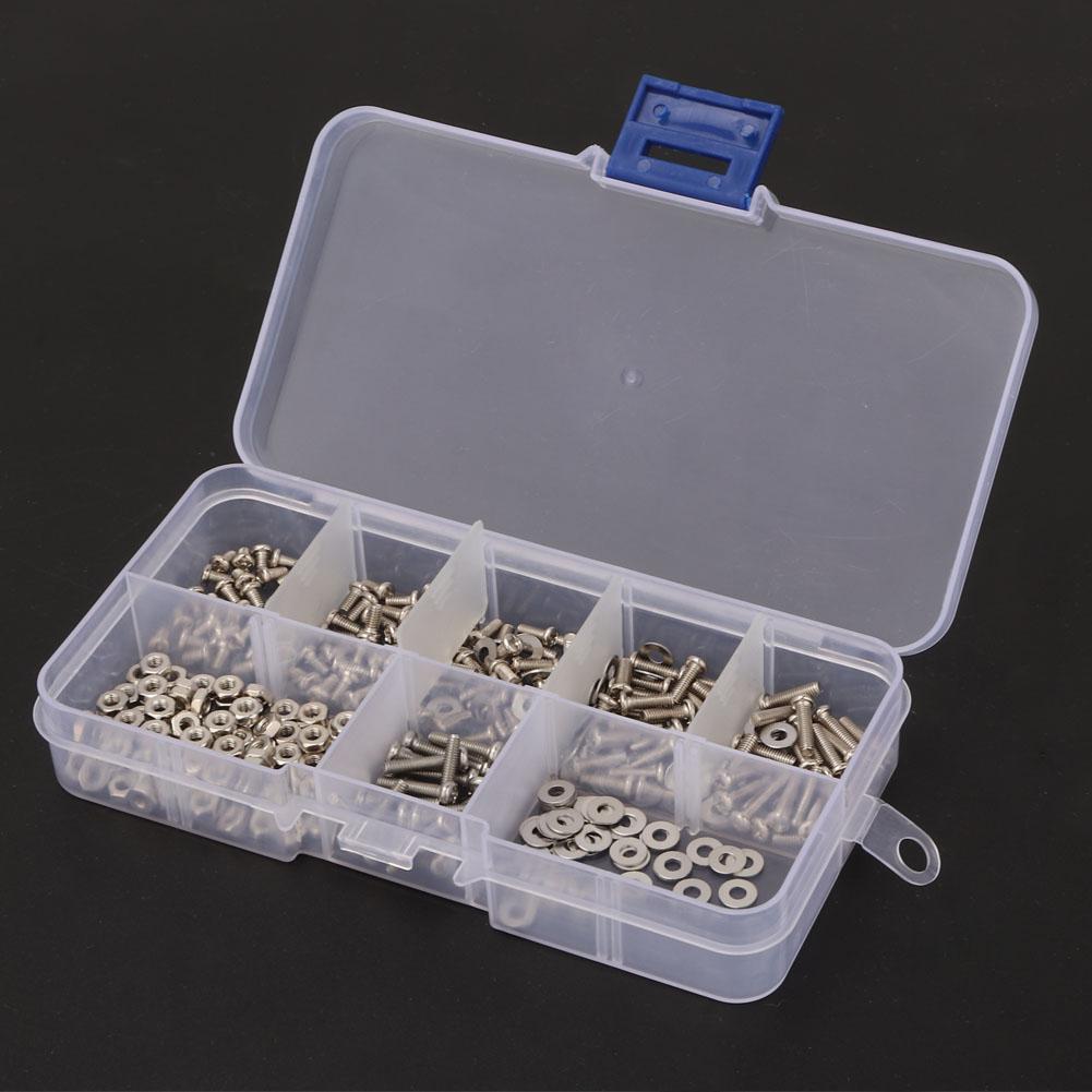 360pcs M2.5 Cross Stainless Steel Screw Bolt Nut Washer Assortment Set