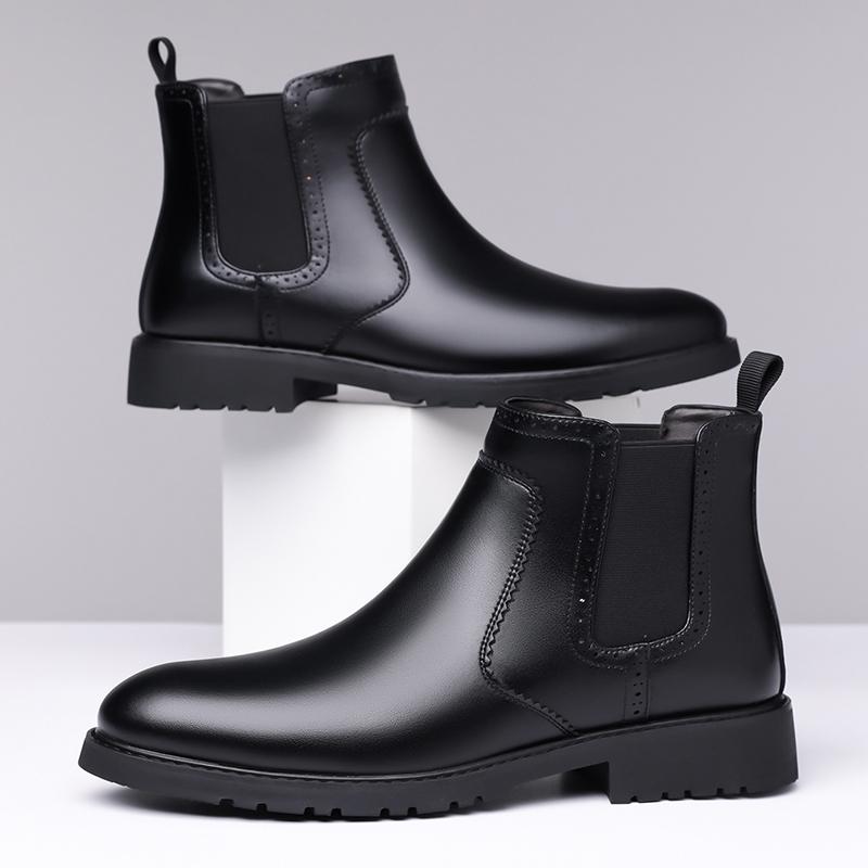 Fashion Outdoor Leather Basic Boots for Men Stylish Leisure Walk Man Casual Shoes Ankle Boots High Top Walking Shoes Male Business Botas