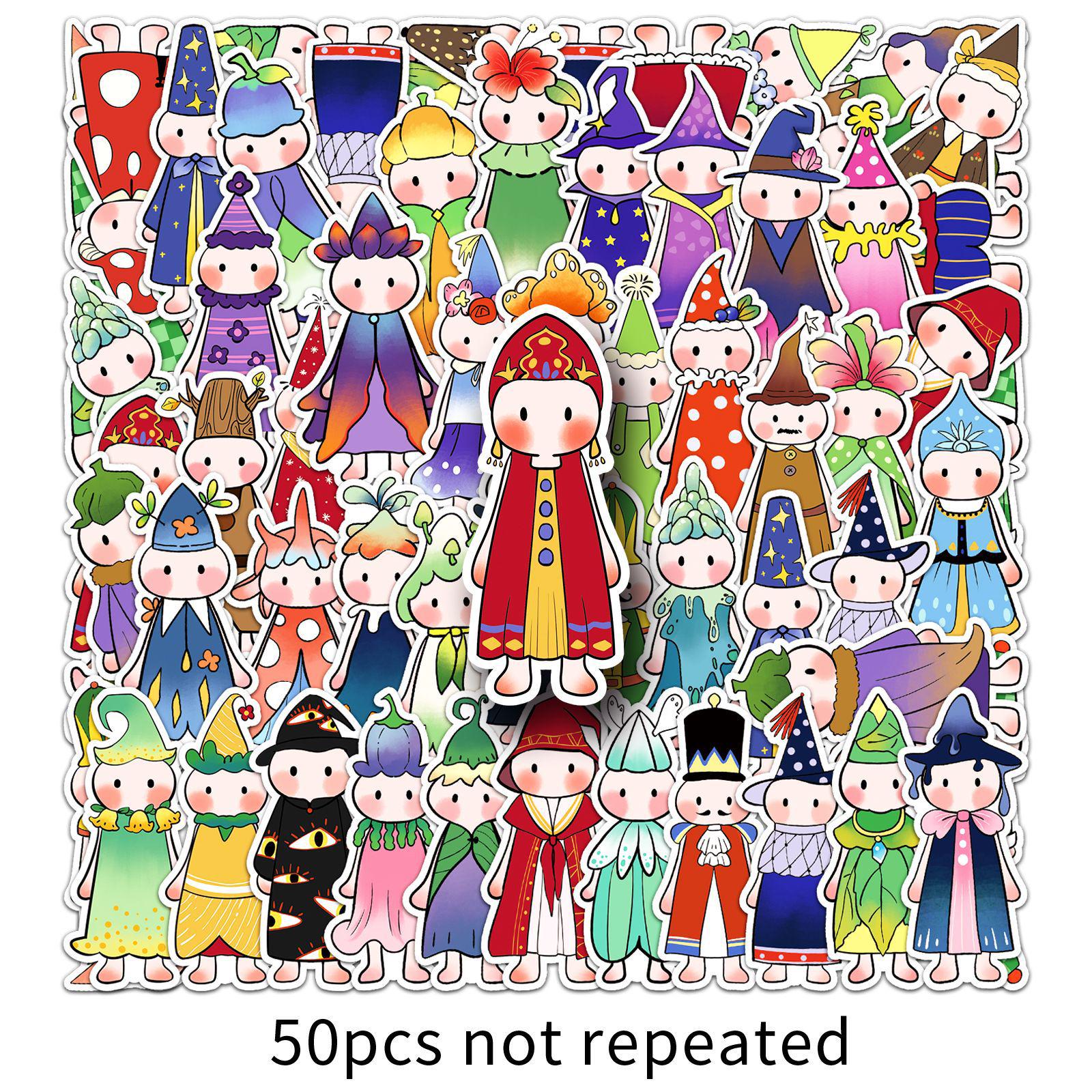 50 Sheets Cute Hand-Drawn Little People Doodle Stickers - Decorative Cartoon Journal Stationery