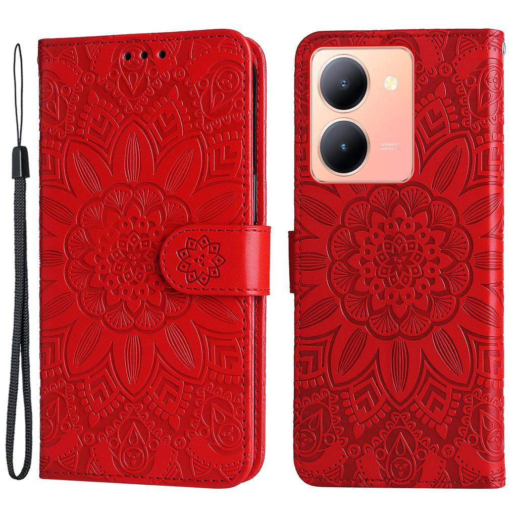 For vivo Y78 (China) 5G/Y36 4G (Global)/Y36 5G (Global) PU Leather Wallet Phone Cover Sunflower Imprinted Stand Case